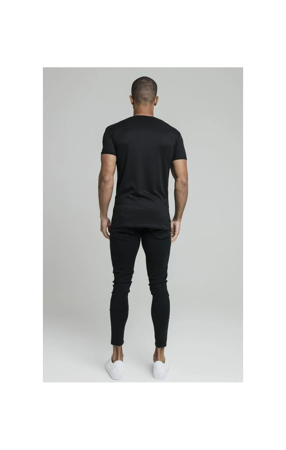 Black Ribbed Raglan Muscle Fit T-Shirt - Image 6