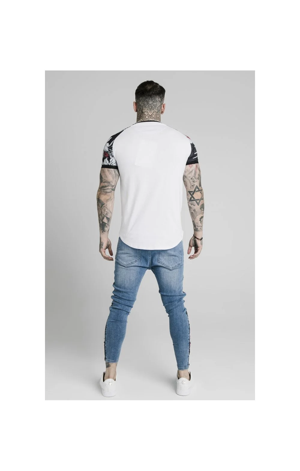 SikSilk S/S Floral Raglan Tech Tee - White - Image 5