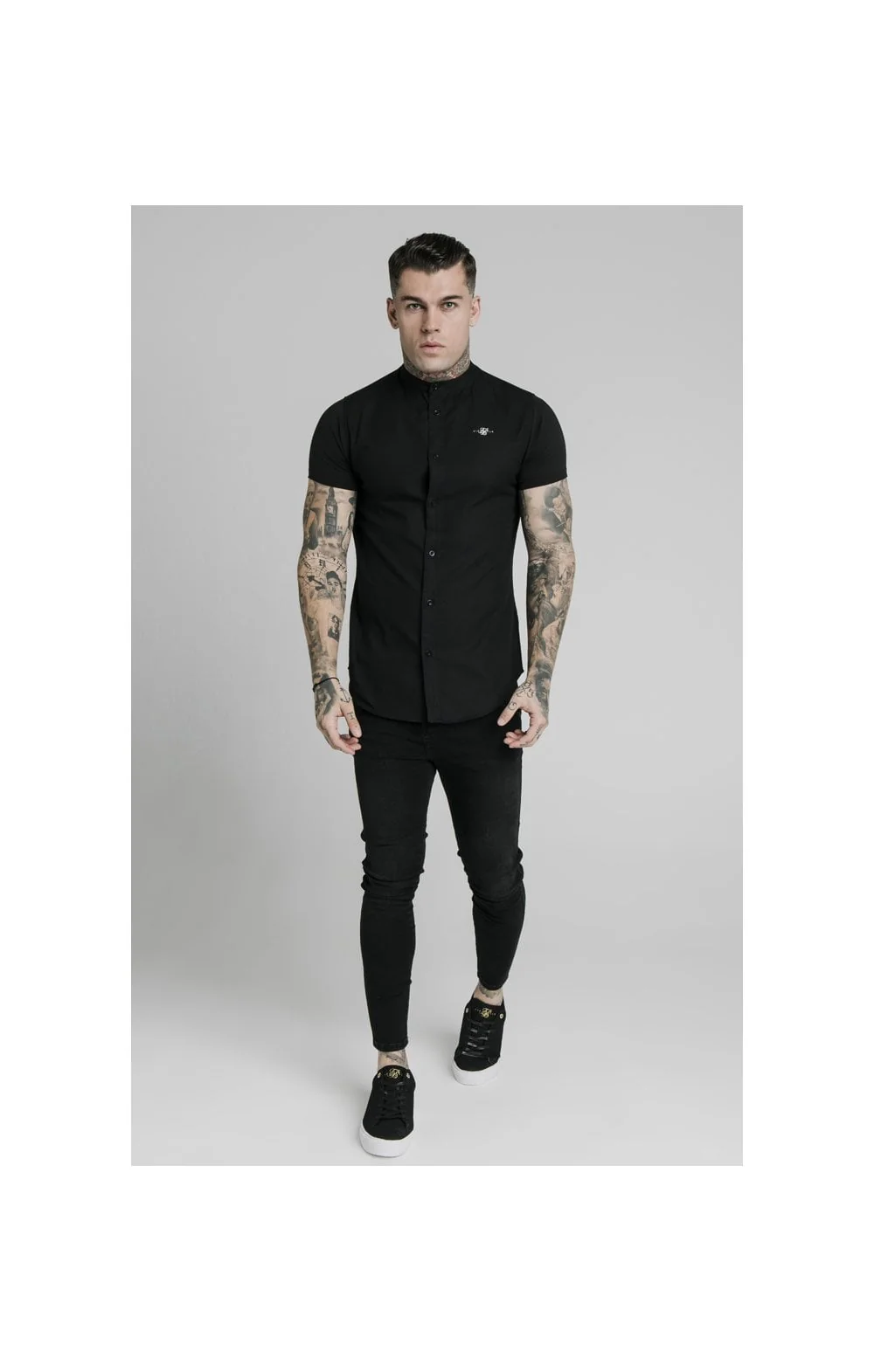 Black Short Sleeve Standard Collar Shirt - Image 4