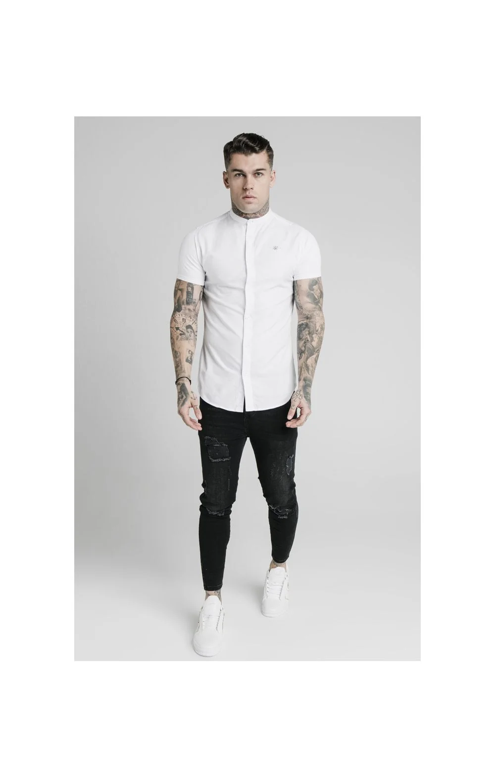 White Short Sleeve Standard Collar Shirt - Image 3