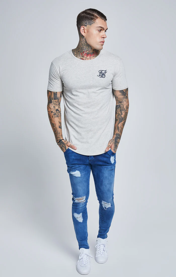 SikSilk S/S Gym Tee – Snow Marl - Image 2