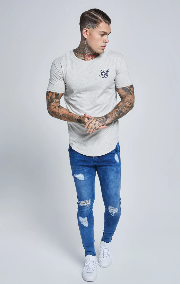 SikSilk S/S Gym Tee – Snow Marl - Image 3