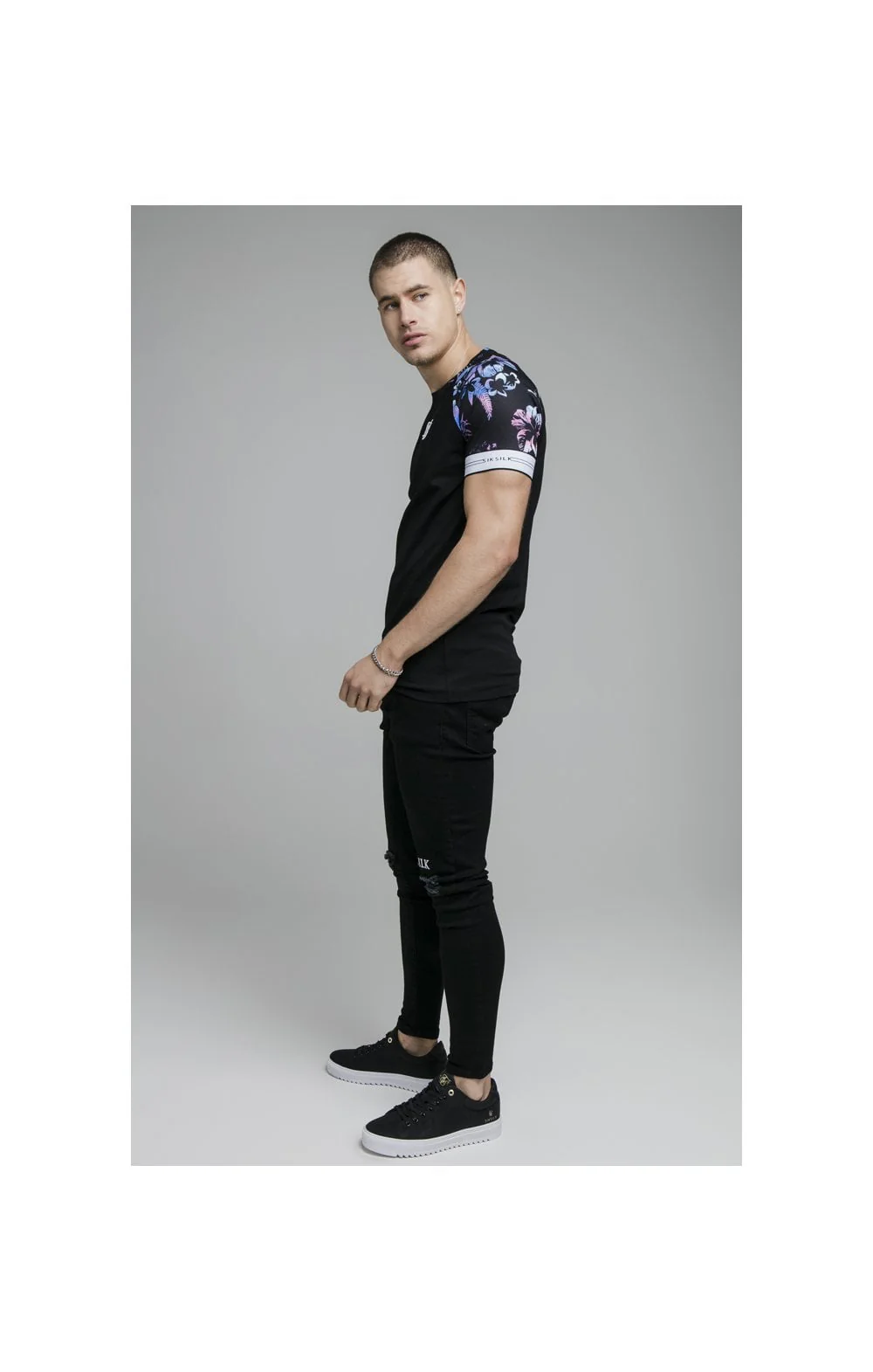 Black Tie Dye Elastic Cuff T-Shirt - Image 5
