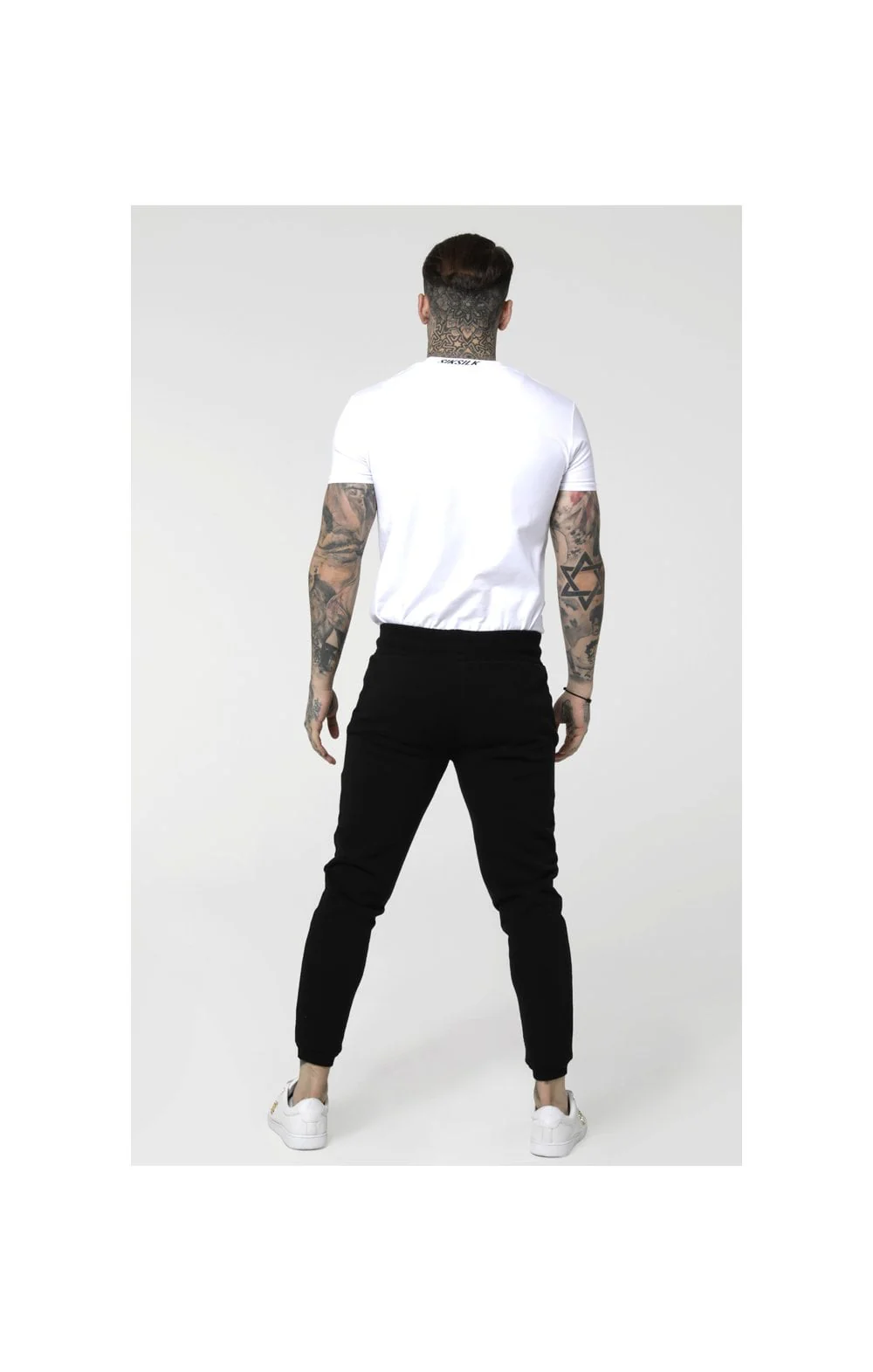 SikSilk S/S High Collar Logo Tee - White - Image 5