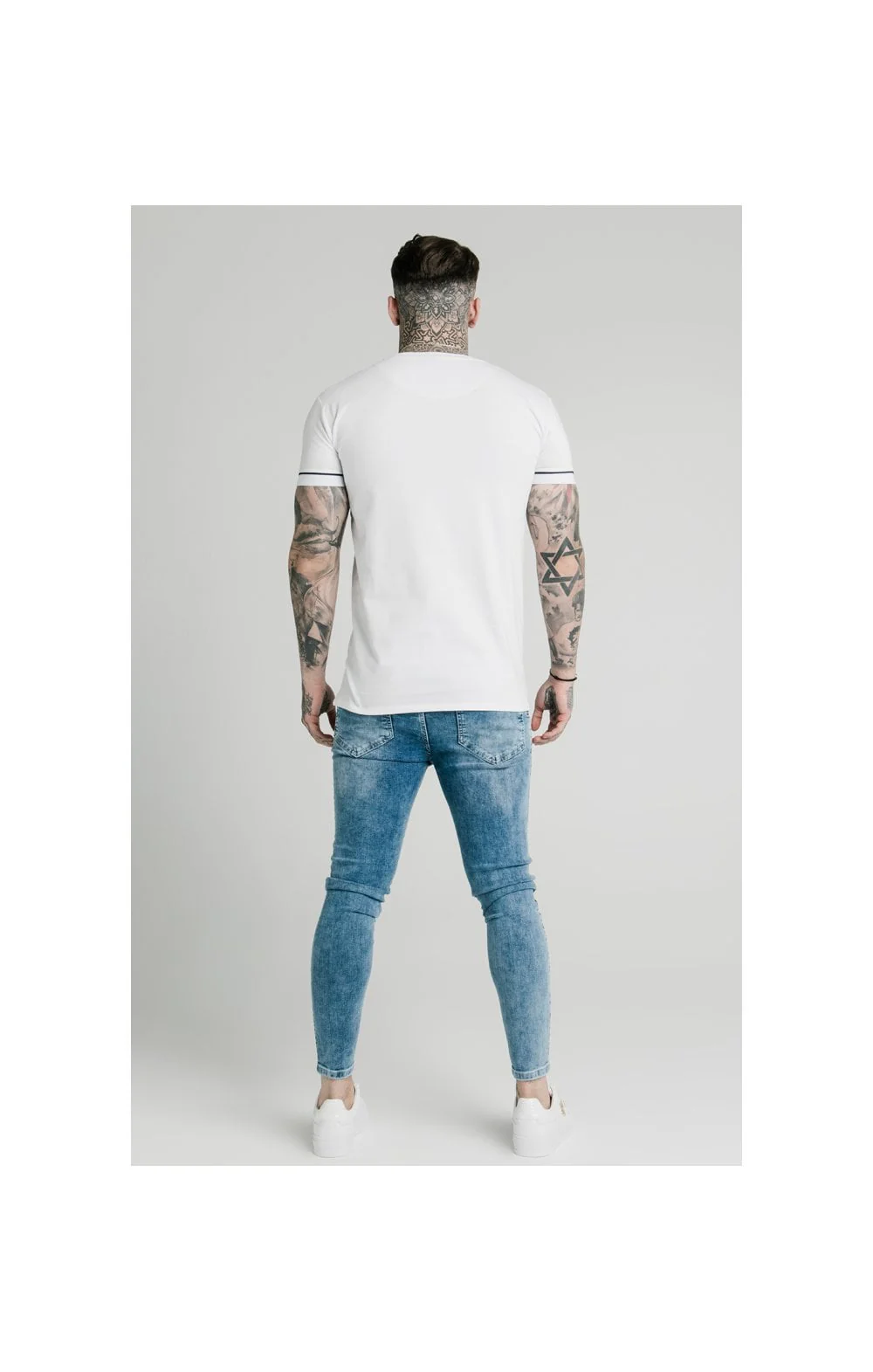 SikSilk S/S High Collar Tee - White - Image 6