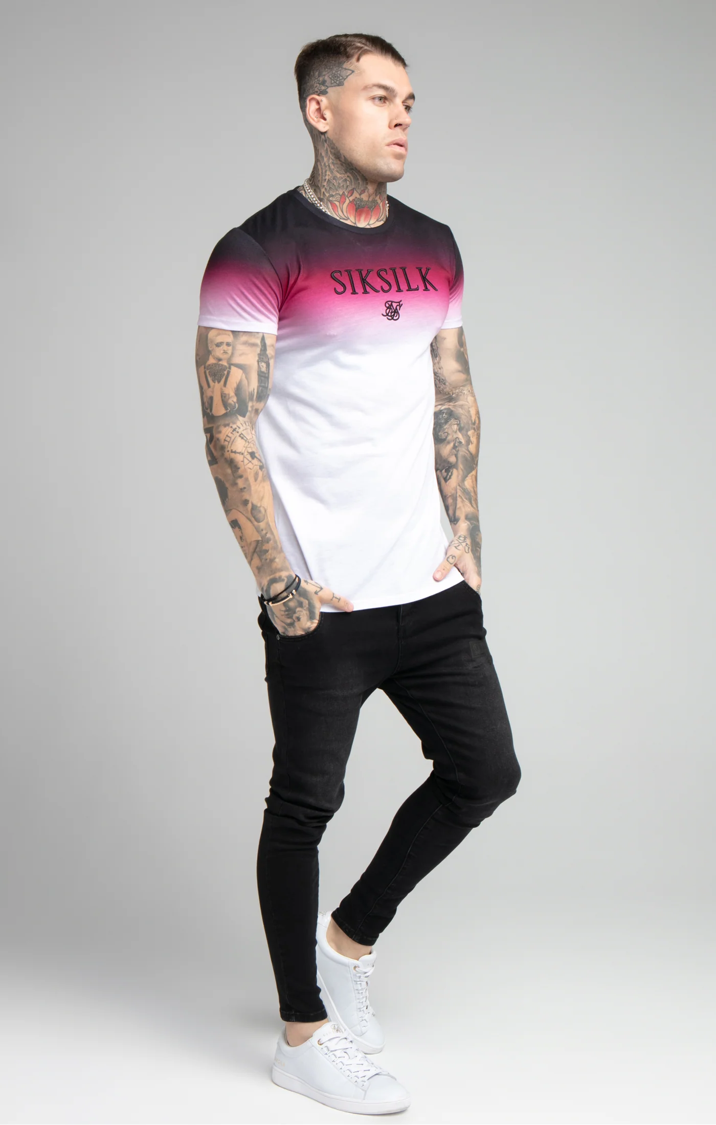 Red Embroidered Muscle Fit T-Shirt - Image 3