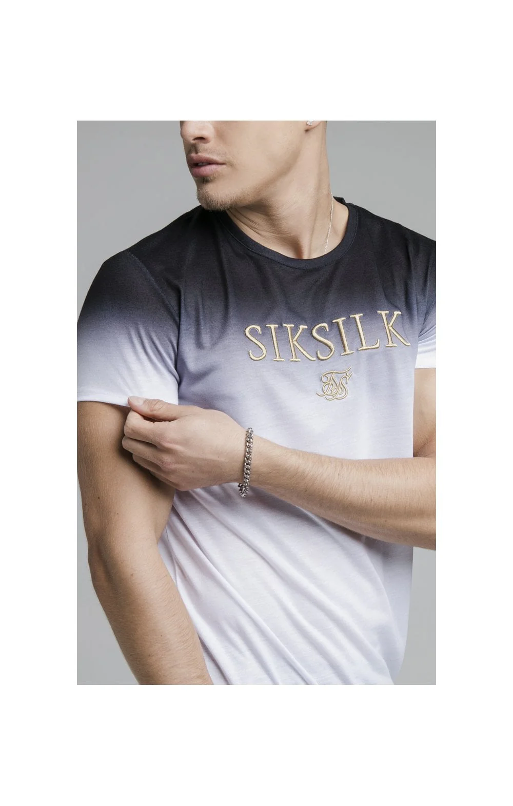 Black Embroidered Muscle Fit T-Shirt - Image 3