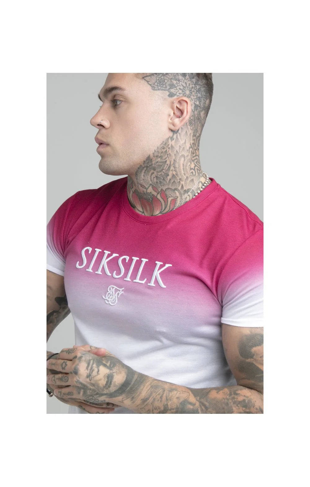 Pink Embroidered Muscle Fit T-Shirt - Image 3