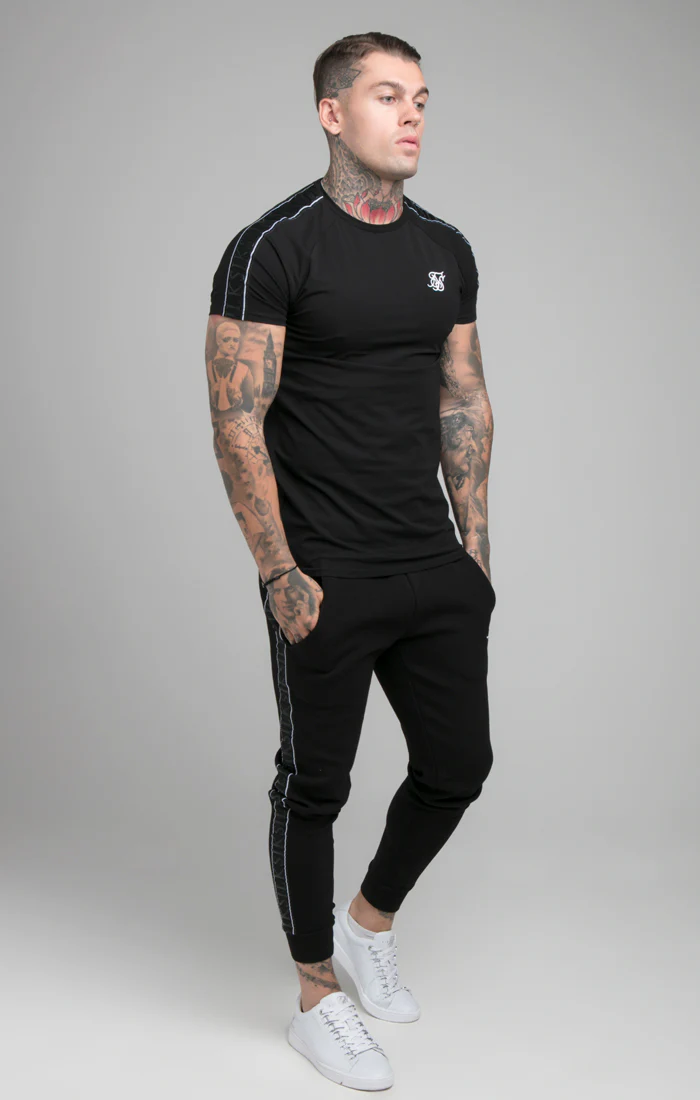 Black Raglan Muscle Fit T-Shirt - Image 4