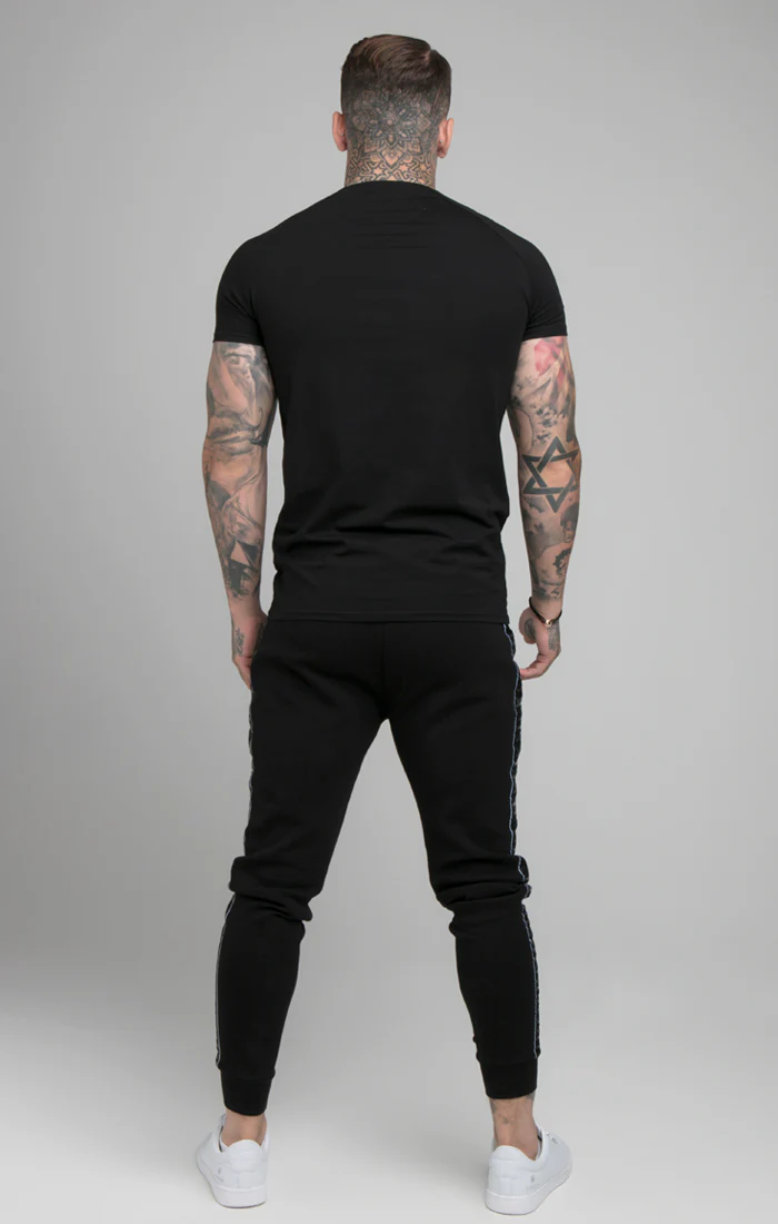 Black Raglan Muscle Fit T-Shirt - Image 7