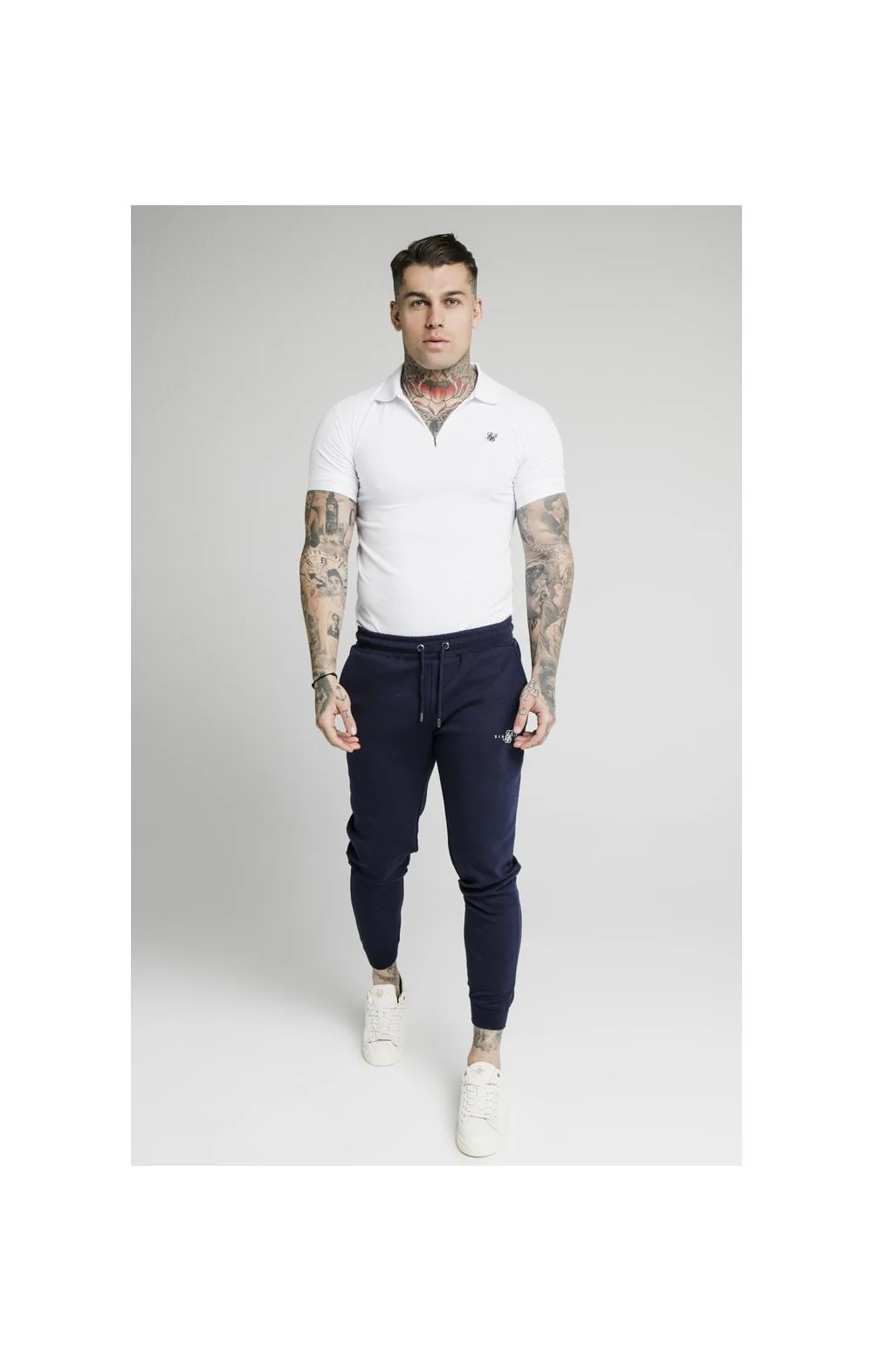 SikSilk S/S Inset Cuff Stretch Polo - White - Image 3