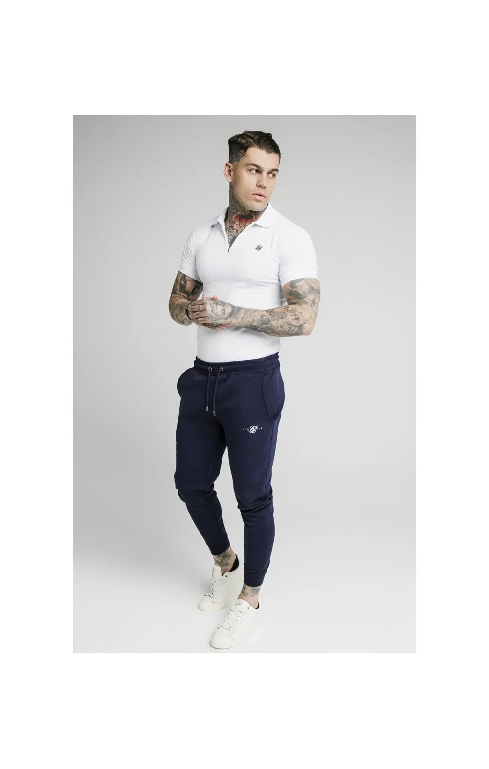 SikSilk S/S Inset Cuff Stretch Polo - White - Image 5