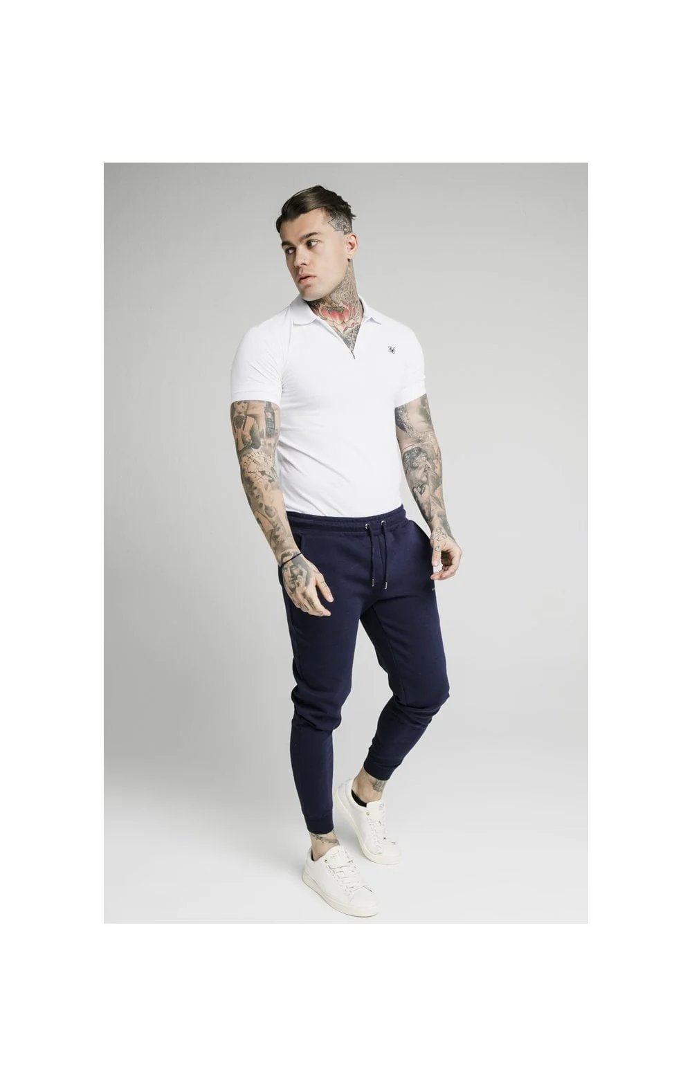 SikSilk S/S Inset Cuff Stretch Polo - White - Image 6