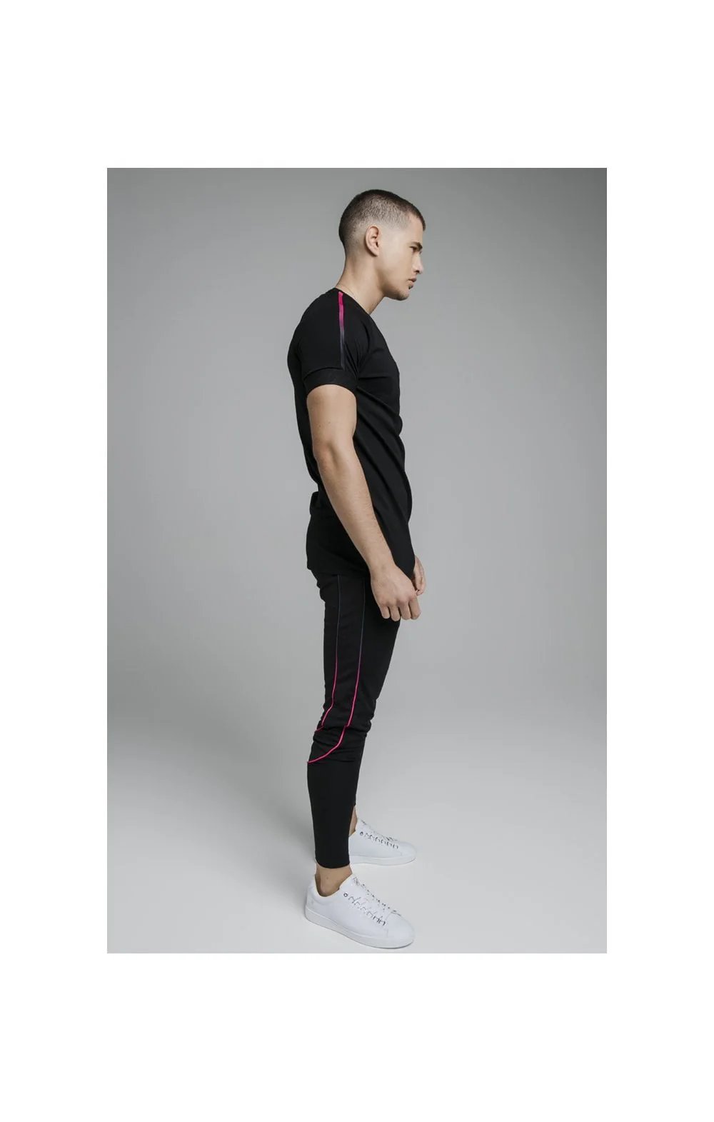 Black Inset Fade Elastic Cuff T-Shirt - Image 3