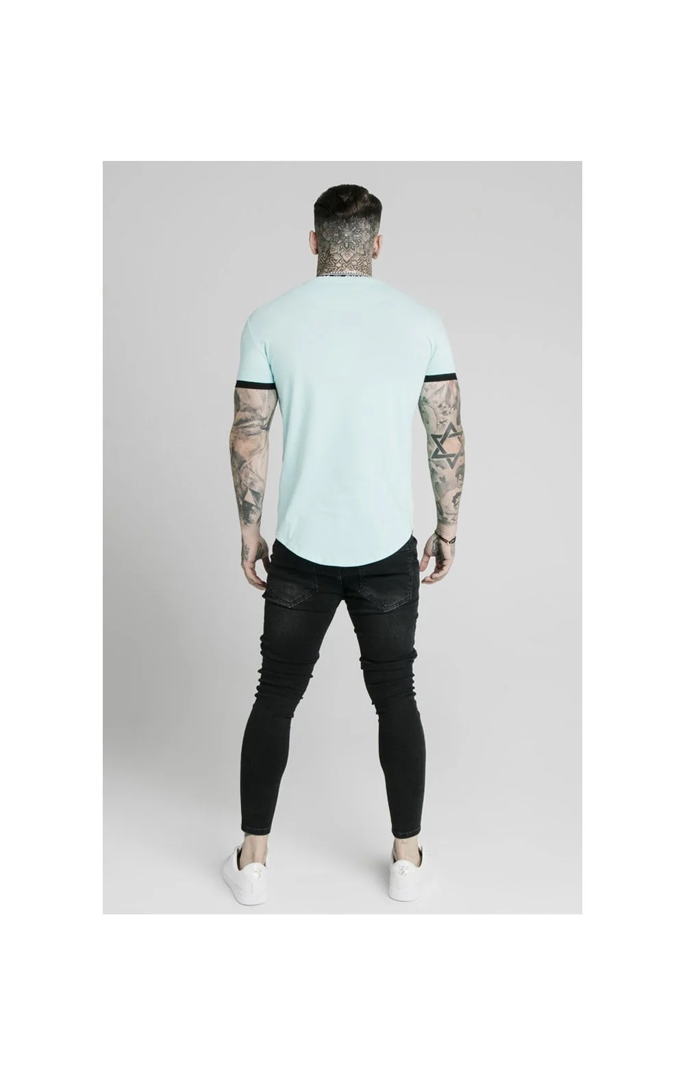 SikSilk S/S Inset Tape Collar Gym Tee - Teal - Image 5