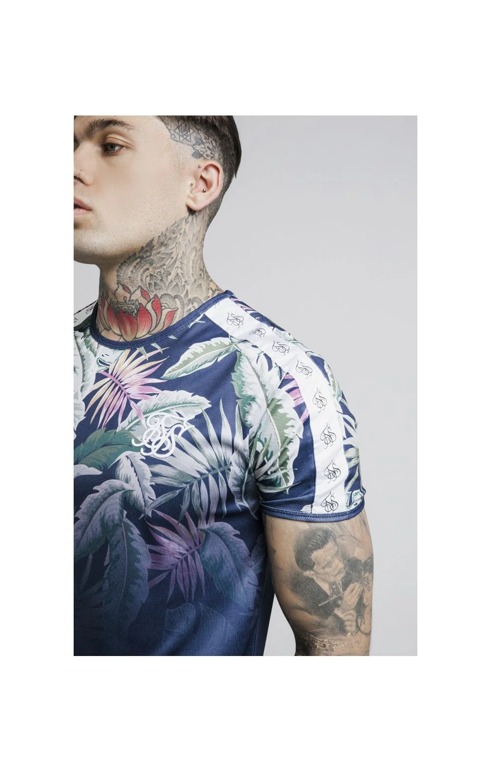 SikSilk S/S Jeremy Vine Taped Gym Tee – Navy - Image 2