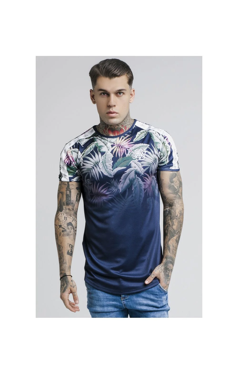 SikSilk S/S Jeremy Vine Taped Gym Tee – Navy - Image 3