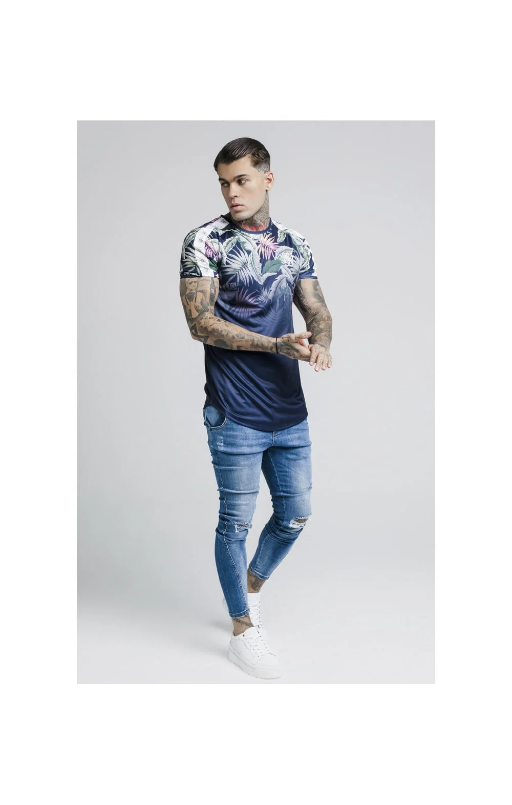 SikSilk S/S Jeremy Vine Taped Gym Tee – Navy - Image 4