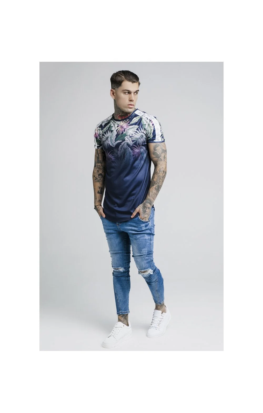 SikSilk S/S Jeremy Vine Taped Gym Tee – Navy - Image 5