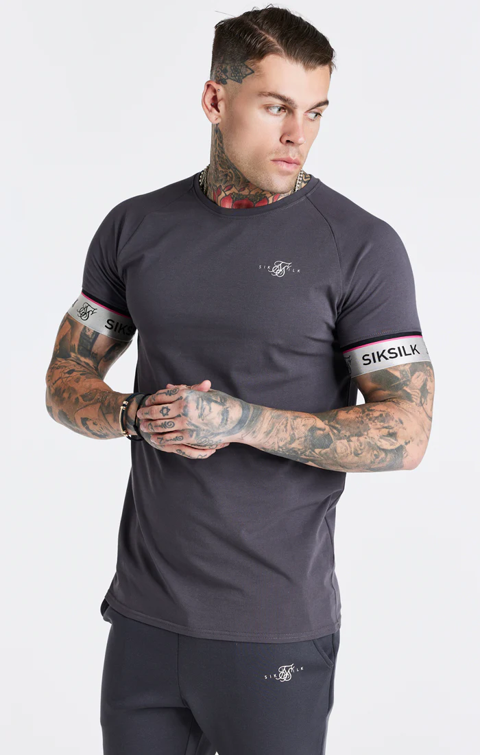 Grey Marl Tape Elastic Cuff T-Shirt - Image 2
