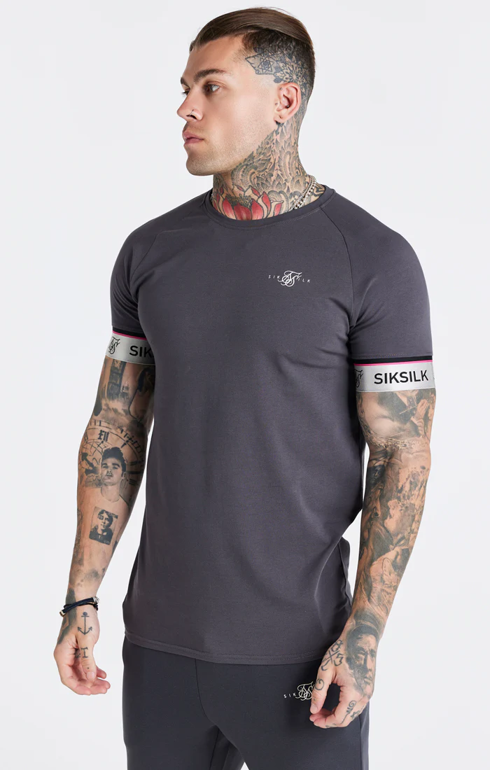 Grey Marl Tape Elastic Cuff T-Shirt - Image 3
