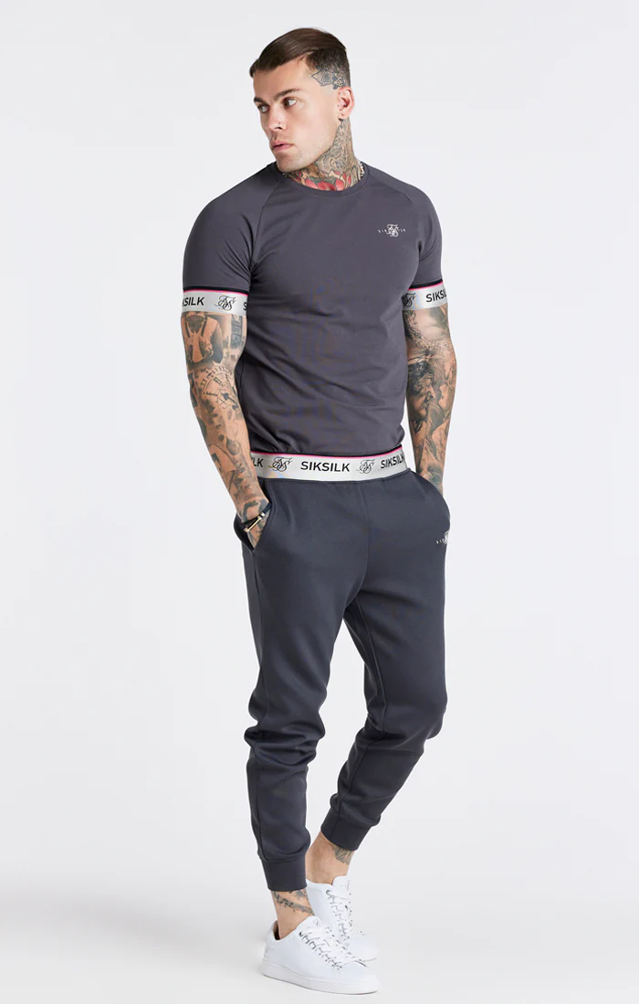 Grey Marl Tape Elastic Cuff T-Shirt - Image 6