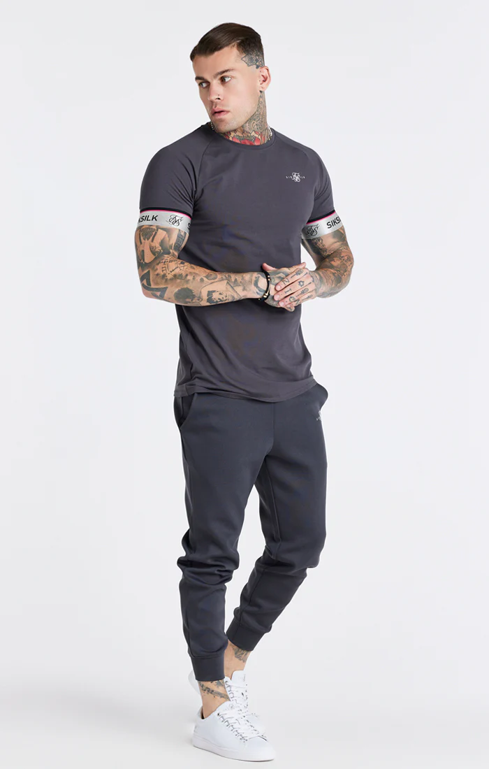 Grey Marl Tape Elastic Cuff T-Shirt - Image 7