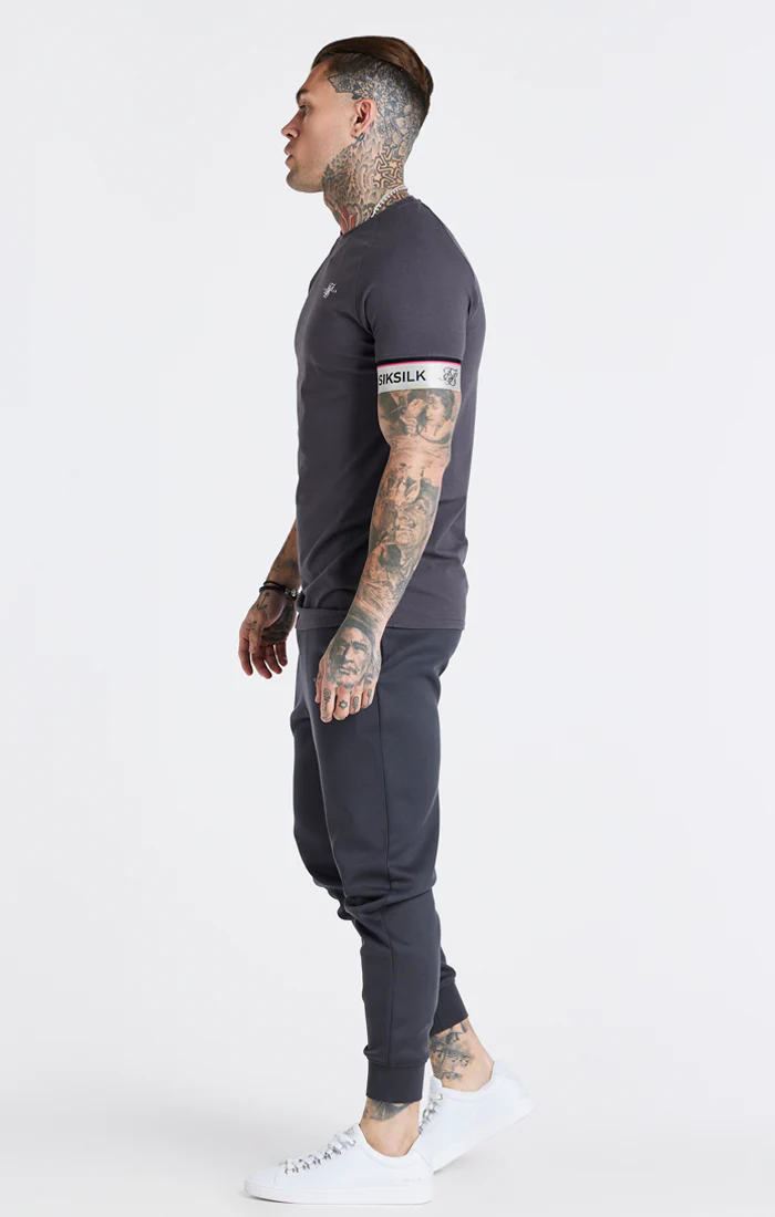 Grey Marl Tape Elastic Cuff T-Shirt - Image 8