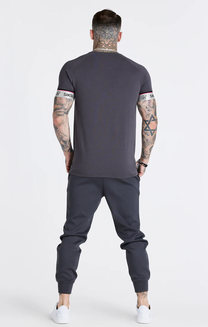 Grey Marl Tape Elastic Cuff T-Shirt - Image 9