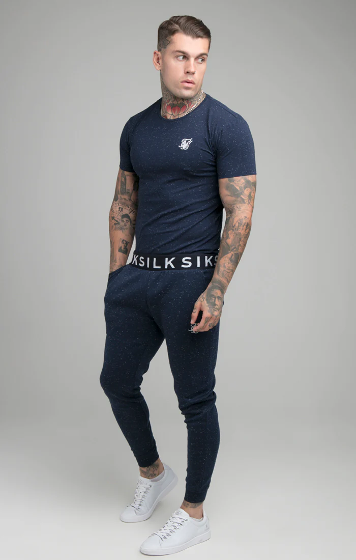 SikSilk S & S Neps Gym Tee - Navy - Image 2