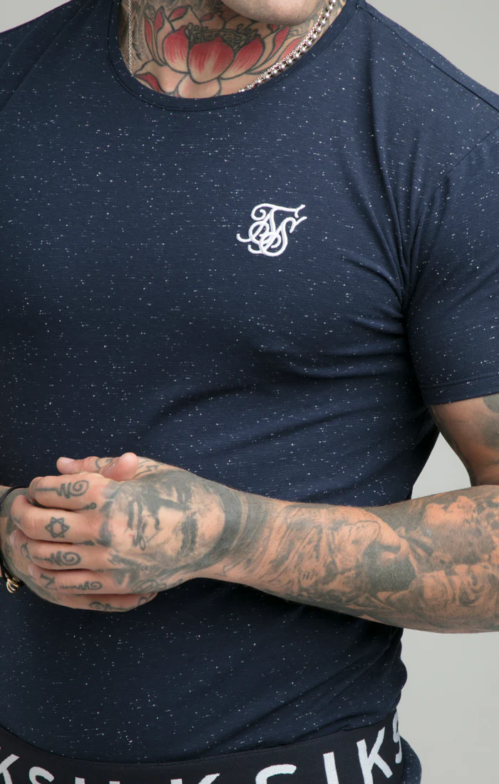 SikSilk S & S Neps Gym Tee - Navy - Image 3