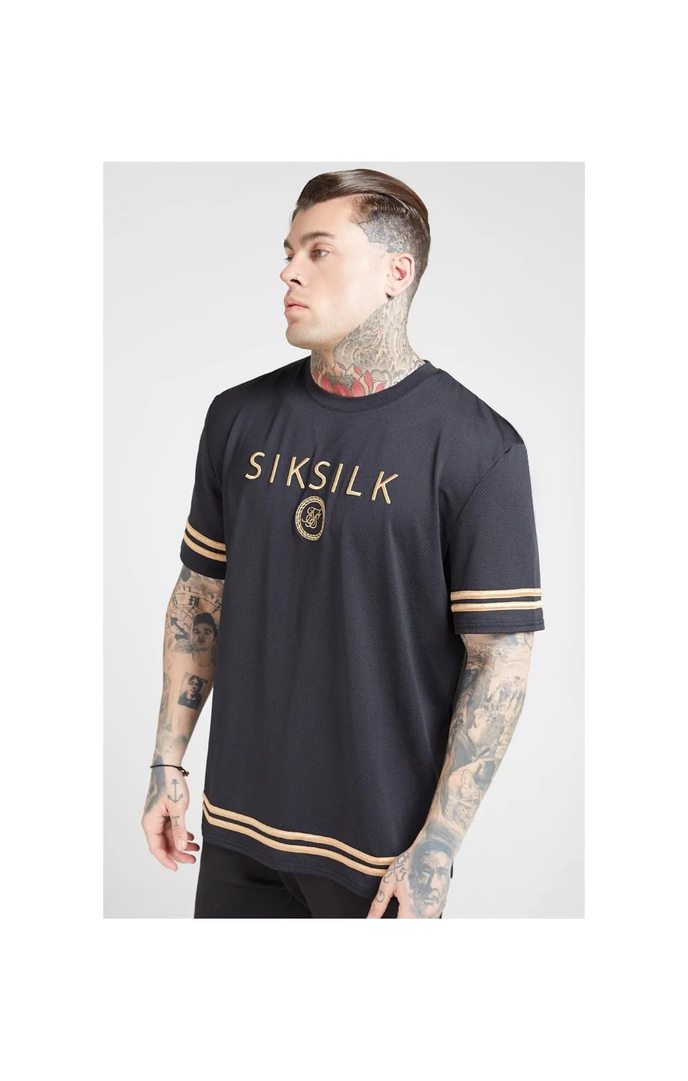 SikSilk S/S Oversize Essentials Tee – Black & Gold