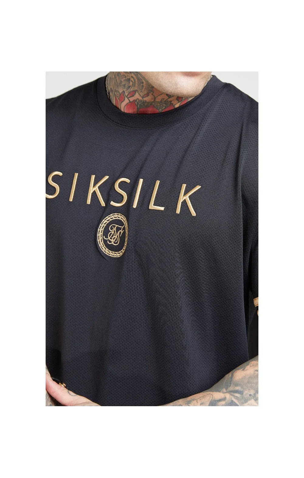 SikSilk S/S Oversize Essentials Tee – Black & Gold - Image 2