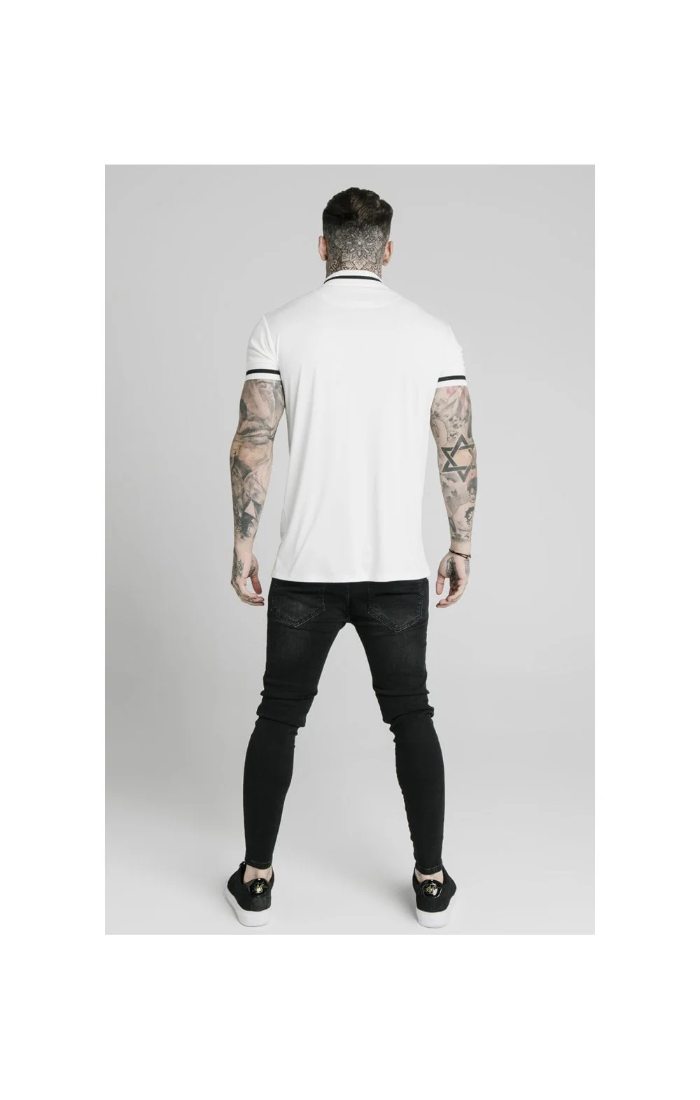 SikSilk S/S Poly Rib Collar Tee - Off White - Image 5