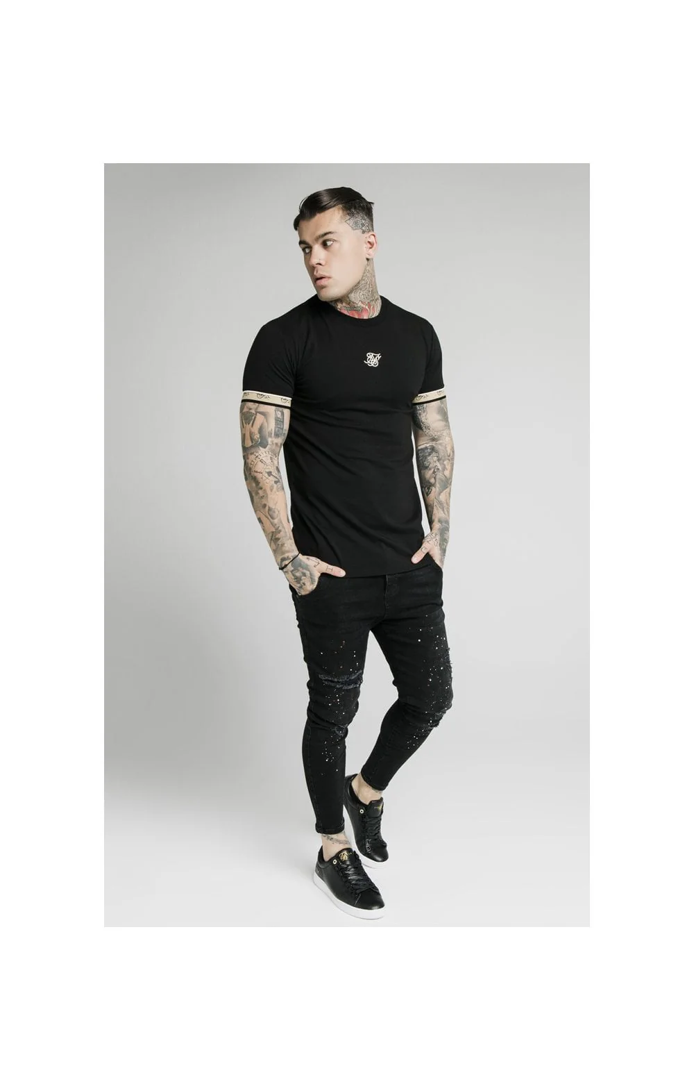 SikSilk S/S Premium Tape Gym Tee - Black - Image 6