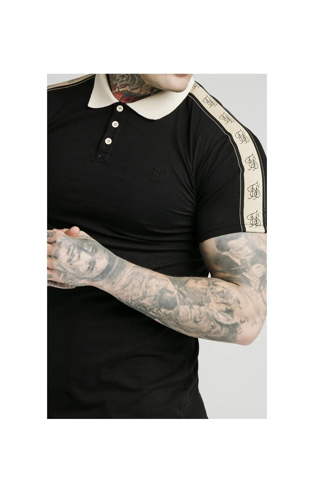 SikSilk S/S Premium Tape Polo - Black - Image 3