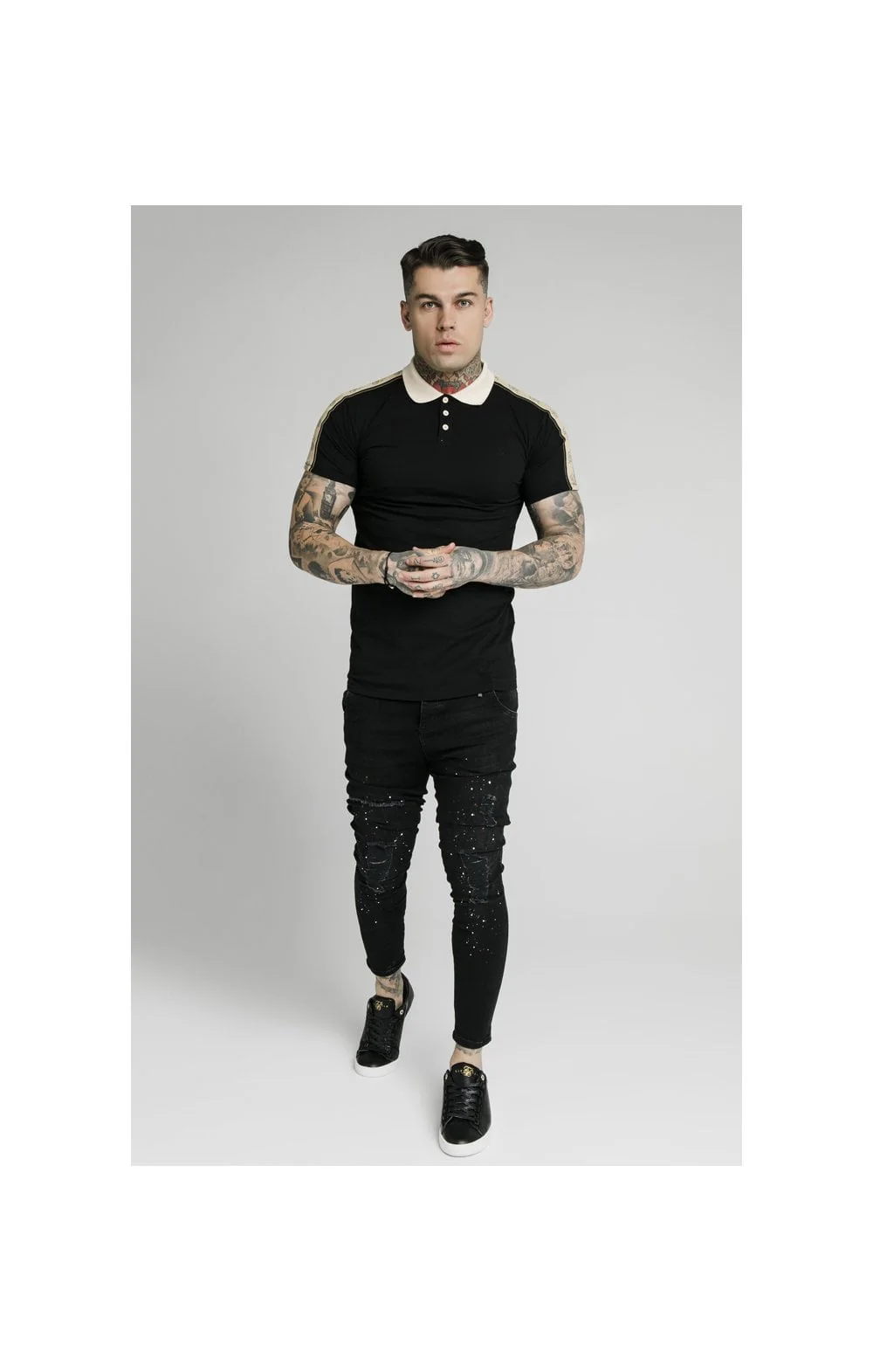 SikSilk S/S Premium Tape Polo - Black - Image 5