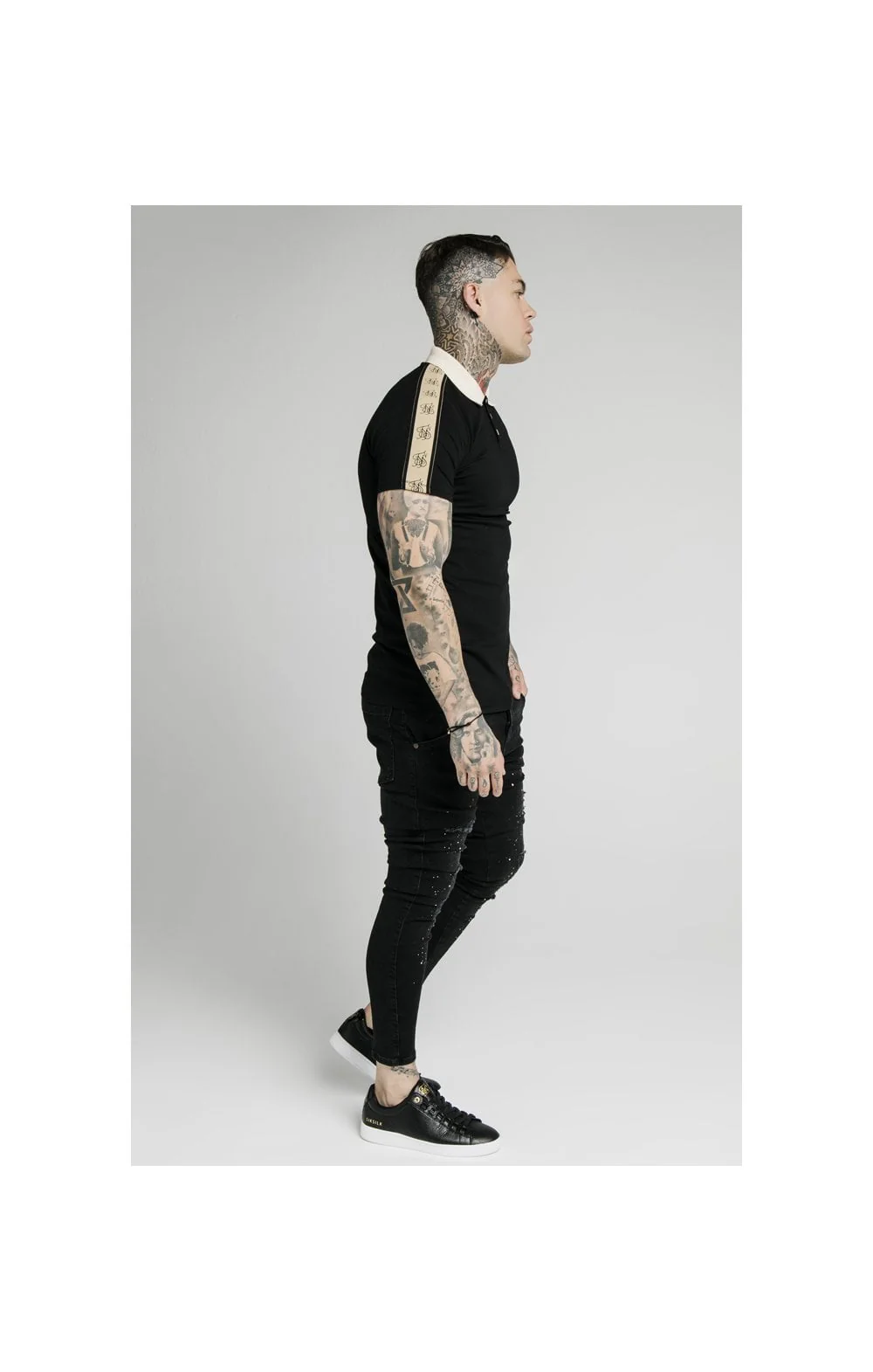 SikSilk S/S Premium Tape Polo - Black - Image 6