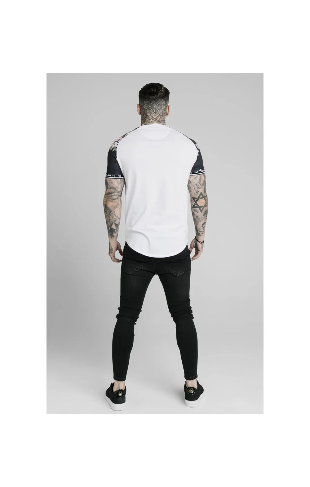 SikSilk S/S Prestige Floral Inset Tech Tee - White - Image 5