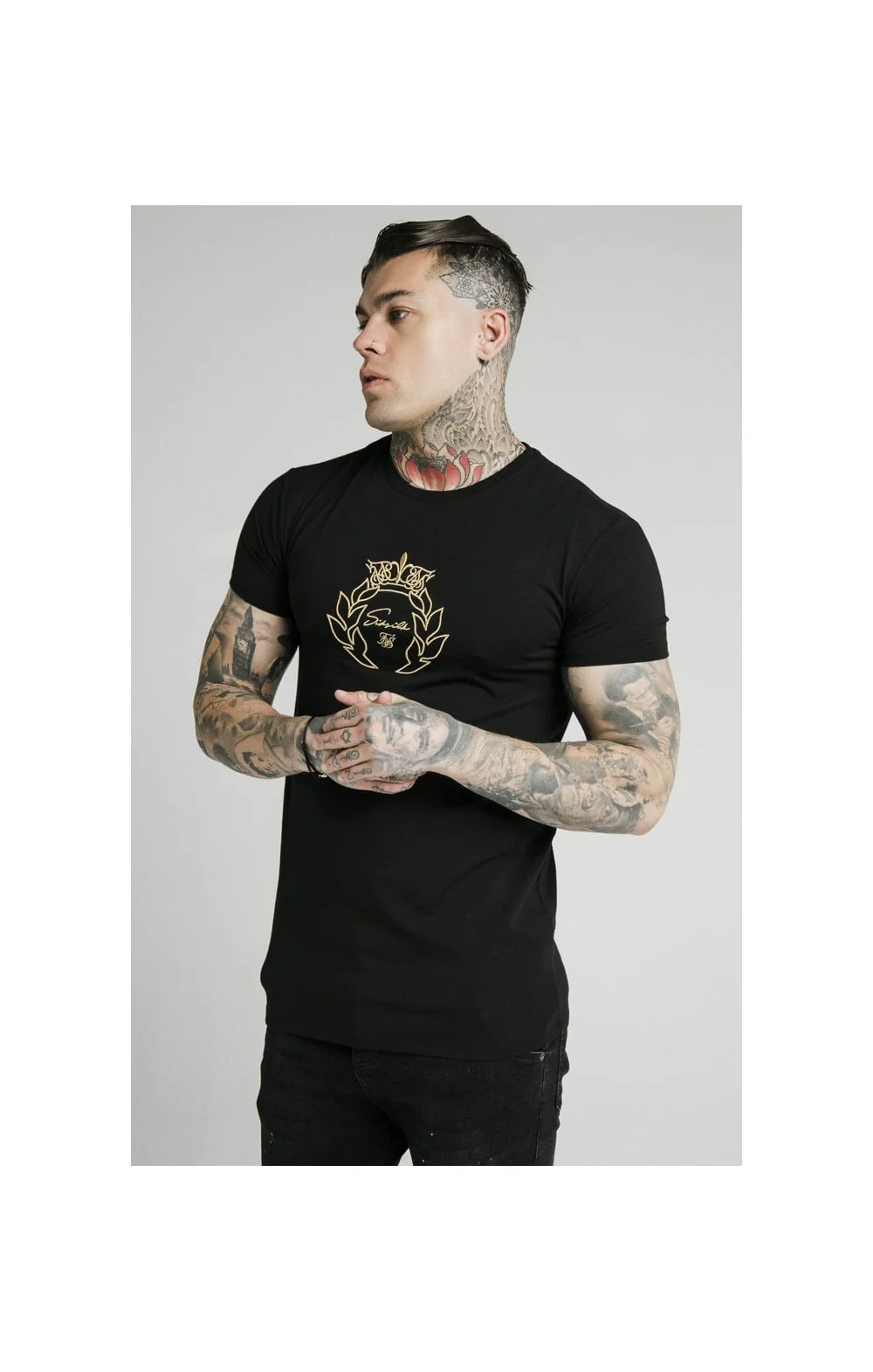 SikSilk S/S Prestige Gym Tee - Black & Gold