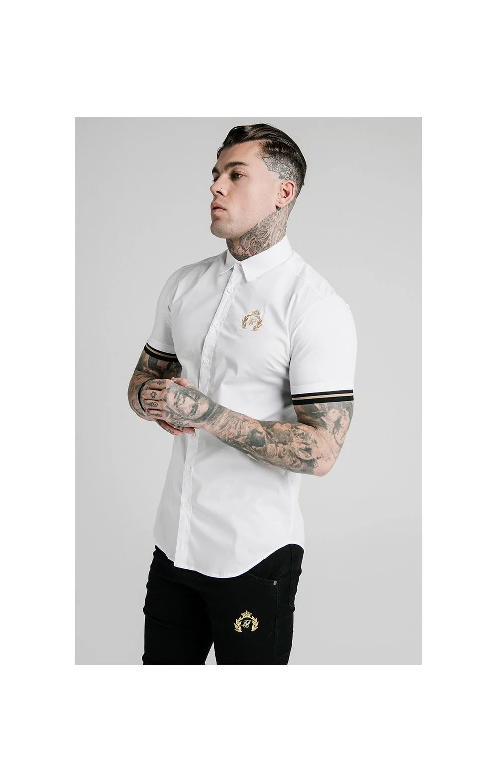 SikSilk S/S Prestige Inset Cuff Shirt - White - Image 2