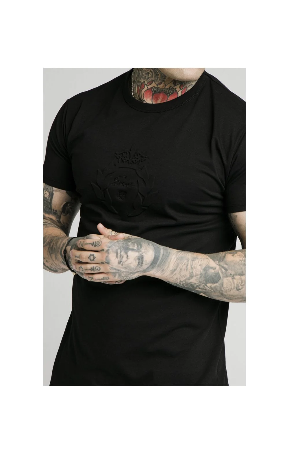 SikSilk S/S Prestige Pique Box Tee - Black - Image 2