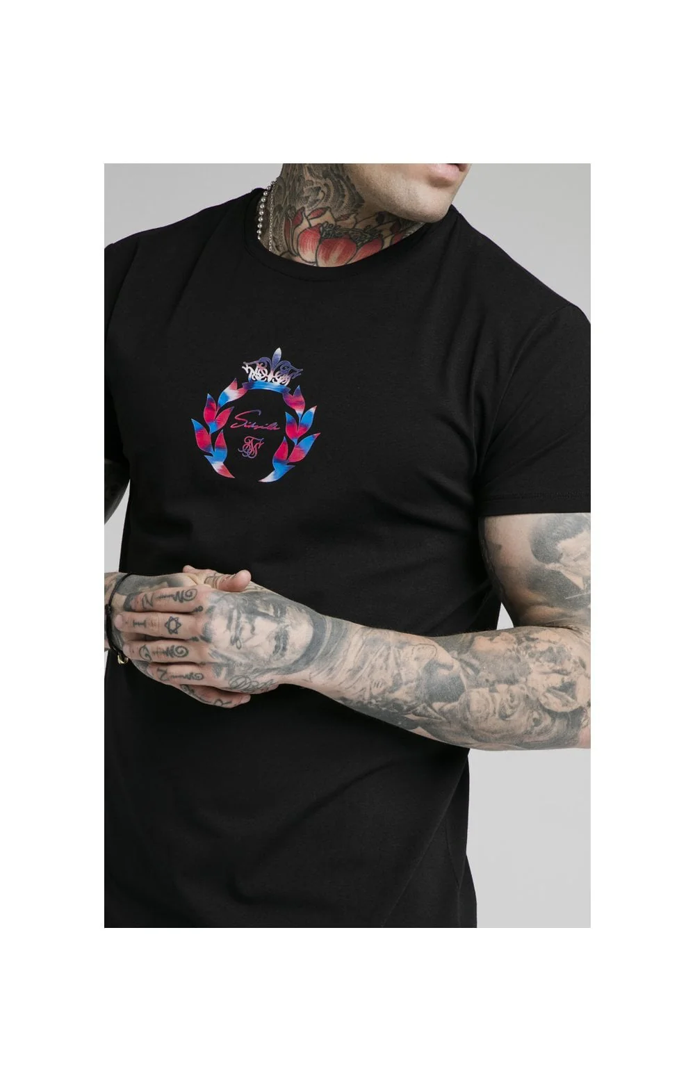 SikSilk S/S Prestige Transfer Tee - Iridescent Black - Image 2