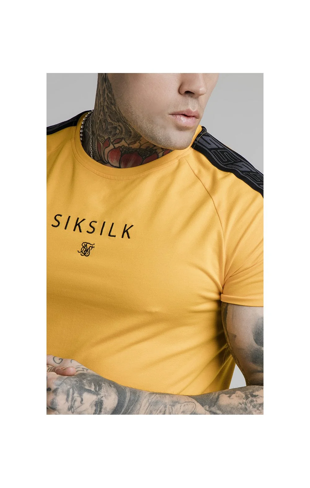 SikSilk S/S Raglan Exhibit Gym Tee - Yellow - Image 2