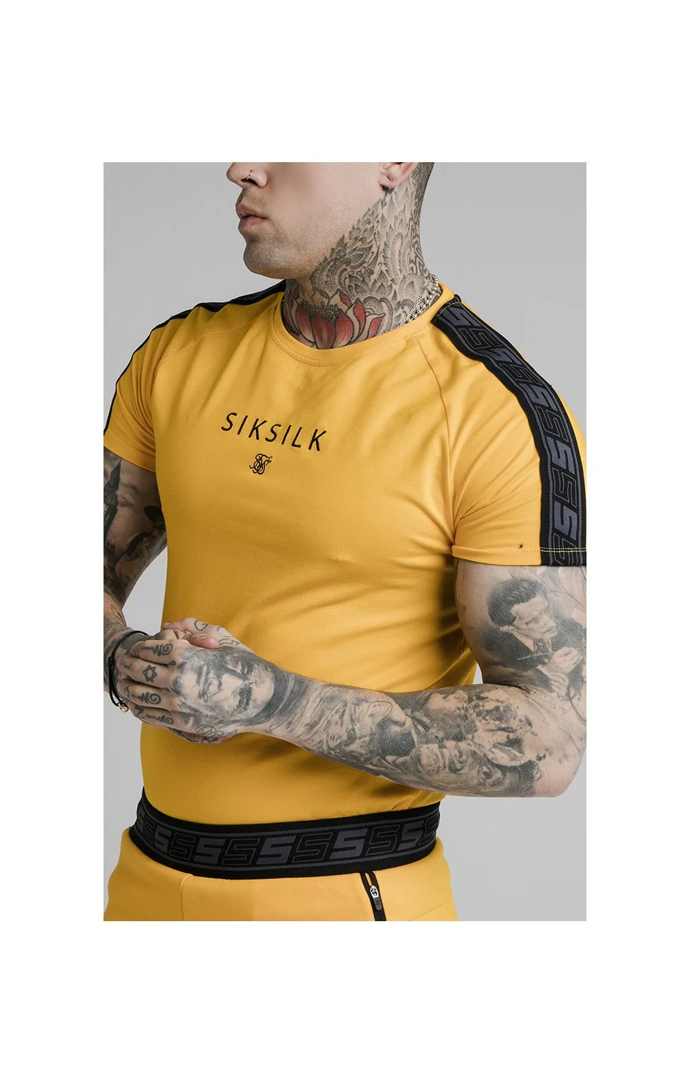 SikSilk S/S Raglan Exhibit Gym Tee - Yellow - Image 3