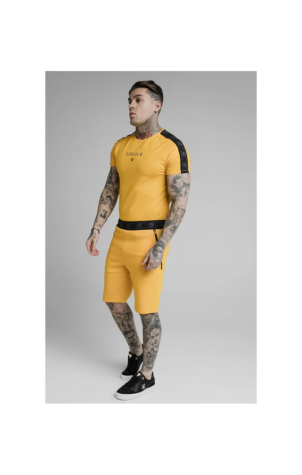 SikSilk S/S Raglan Exhibit Gym Tee - Yellow - Image 5