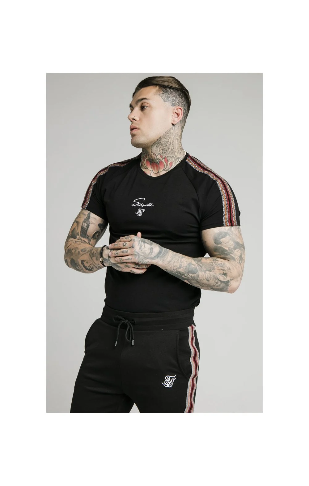 SikSilk S/S Raglan Gym Tee - Black
