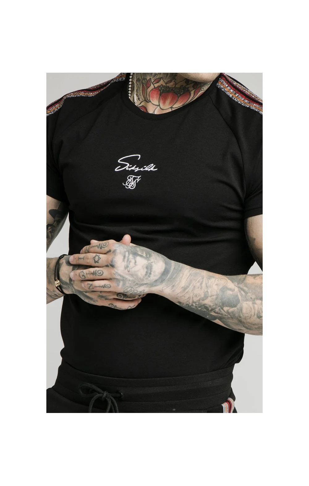 SikSilk S/S Raglan Gym Tee - Black - Image 2