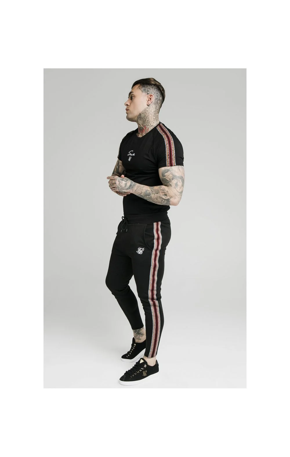SikSilk S/S Raglan Gym Tee - Black - Image 5