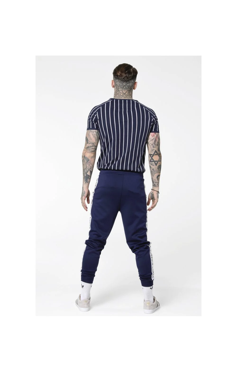 SikSilk S/S Raglan Gym Tee - Navy & White - Image 6